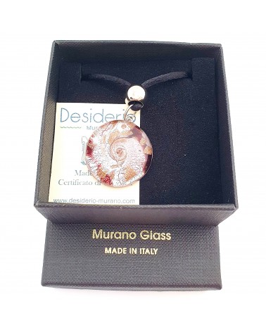 Pendentif Sally rond bombé vortex bijoux fantaisies fait à la main verre de Murano