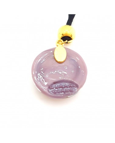 Pendentif Sally rond bombé vortex bijoux fantaisies fait à la main verre de Murano