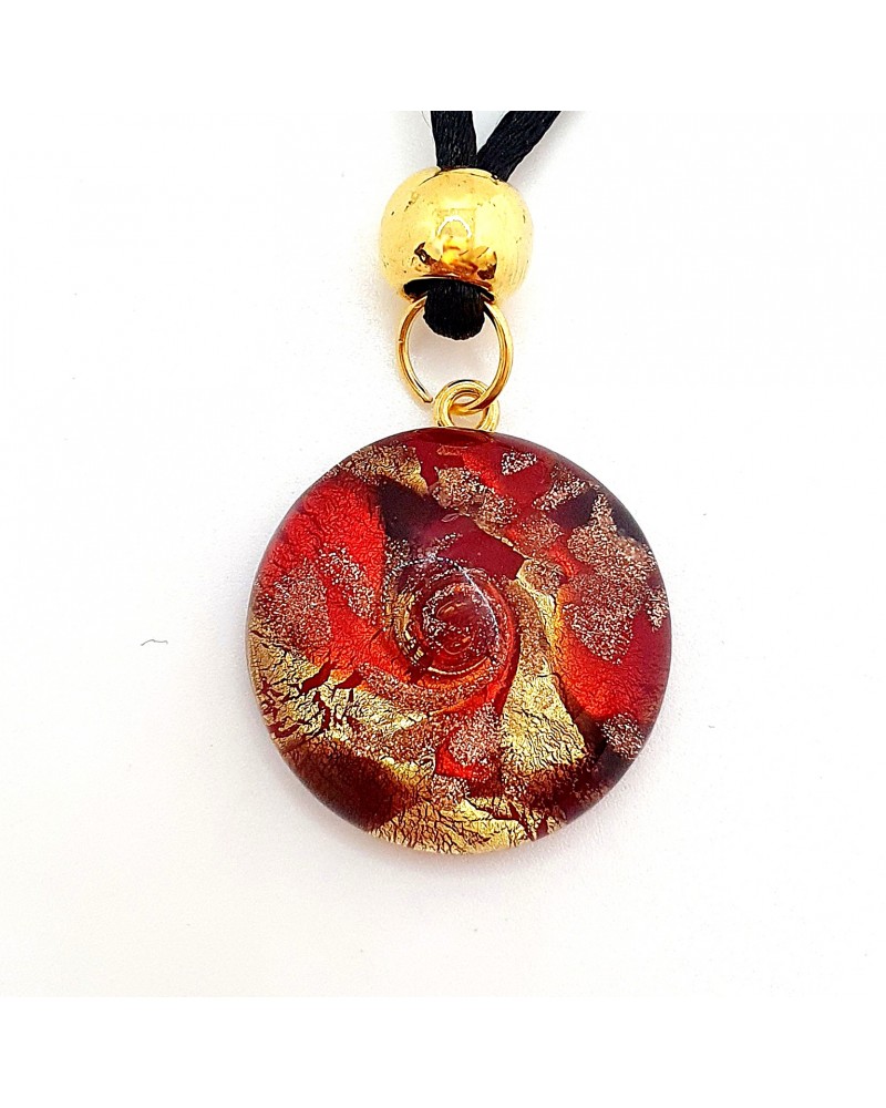 Pendentif Sally rond bombé vortex bijoux fantaisies fait à la main verre de Murano