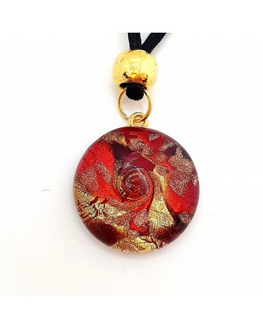 Pendentif Sally rond bombé vortex bijoux fantaisies fait à la main verre de Murano