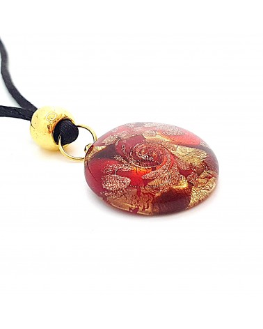 Pendentif Sally rond bombé vortex bijoux fantaisies fait à la main verre de Murano