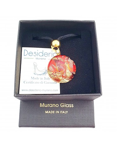 Pendentif Sally rond bombé vortex bijoux fantaisies fait à la main verre de Murano