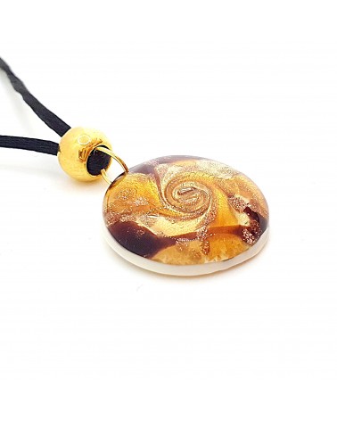Pendentif Sally rond bombé vortex bijoux fantaisies fait à la main verre de Murano