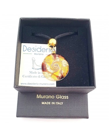 Pendentif Sally rond bombé vortex bijoux fantaisies fait à la main verre de Murano