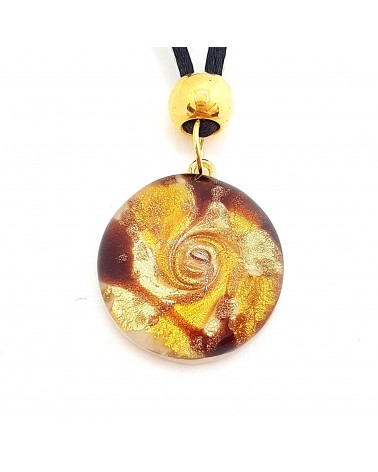 Pendentif Sally rond bombé vortex bijoux fantaisies fait à la main verre de Murano