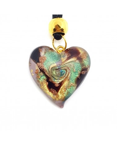 Pendentif cœur vortex en verre de Murano bijoux fantaisies fait à la main