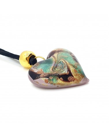 Pendentif cœur vortex en verre de Murano bijoux fantaisies fait à la main
