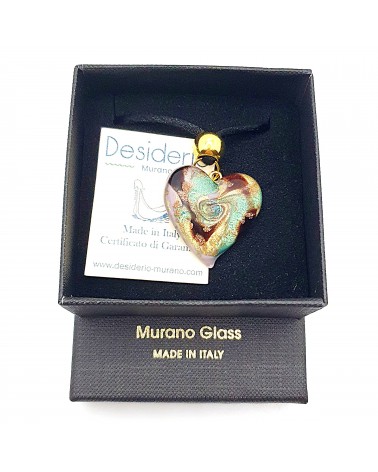 Pendentif cœur vortex en verre de Murano bijoux fantaisies fait à la main