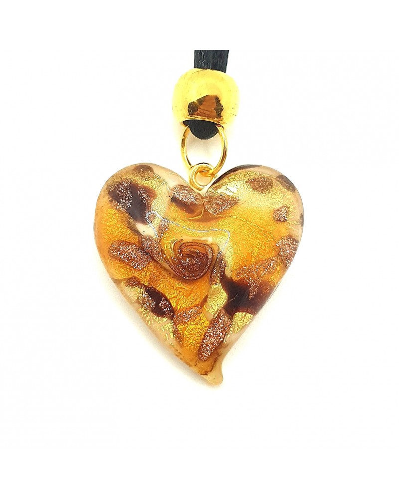 Pendentif cœur vortex en verre de Murano bijoux fantaisies fait à la main