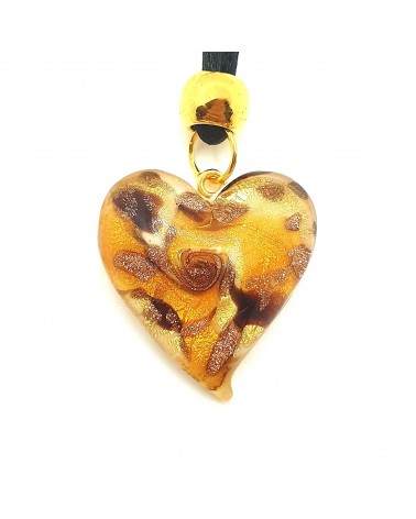 Pendentif cœur vortex en verre de Murano bijoux fantaisies fait à la main