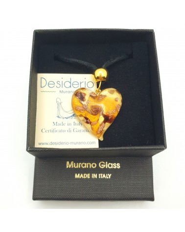 Pendentif cœur vortex en verre de Murano bijoux fantaisies fait à la main