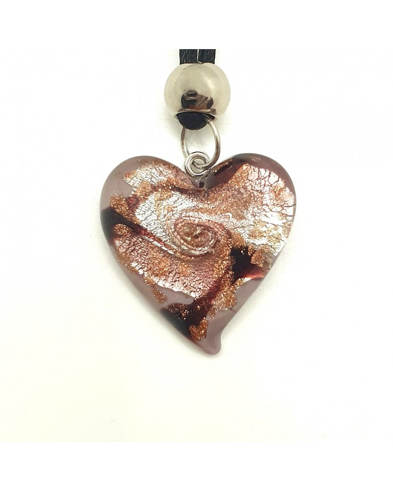 Pendentif cœur vortex en verre de Murano bijoux fantaisies fait à la main
