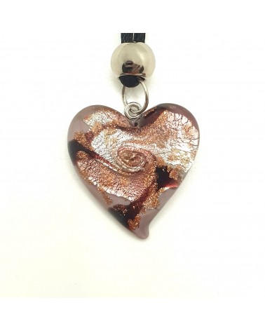 Pendentif cœur vortex en verre de Murano bijoux fantaisies fait à la main