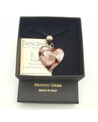 Pendentif cœur vortex en verre de Murano bijoux fantaisies fait à la main