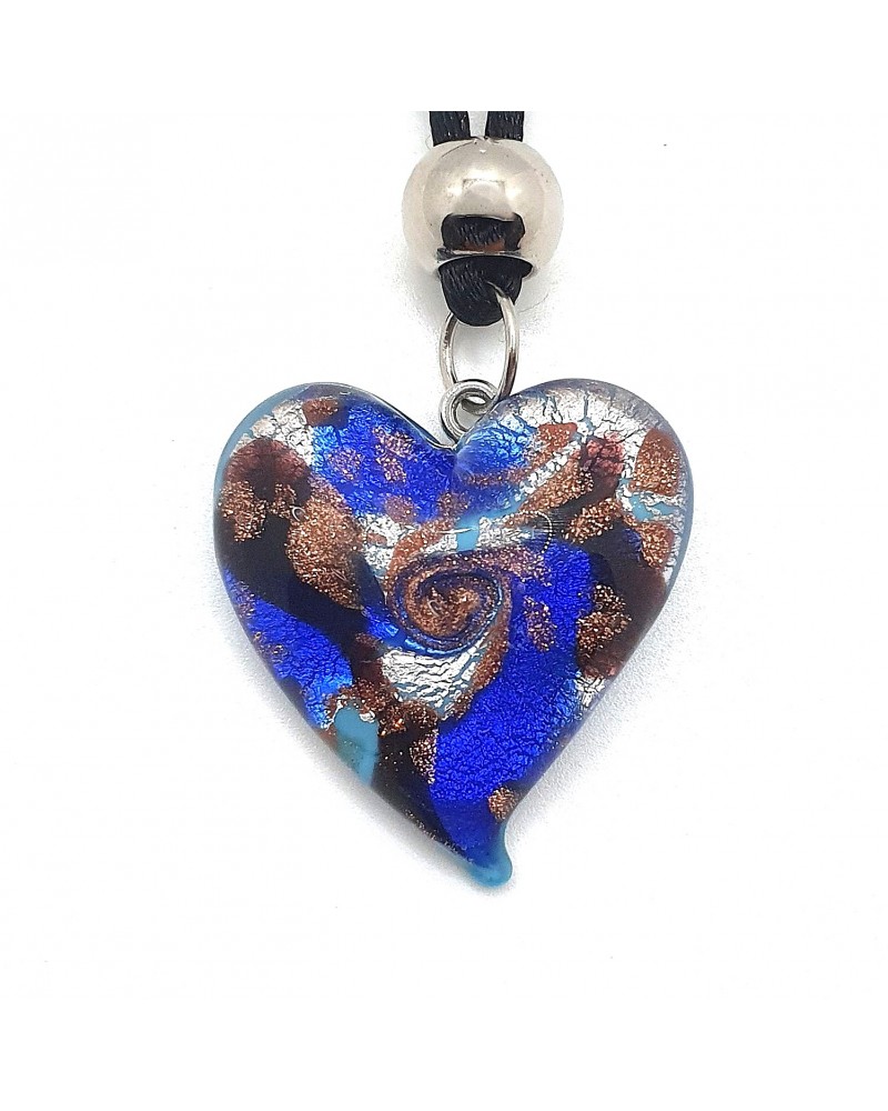 Pendentif cœur vortex en verre de Murano bijoux fantaisies fait à la main