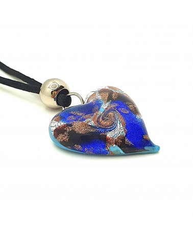 Pendentif cœur vortex en verre de Murano bijoux fantaisies fait à la main