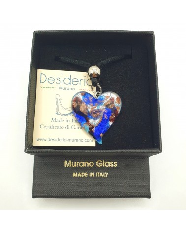 Pendentif cœur vortex en verre de Murano bijoux fantaisies fait à la main
