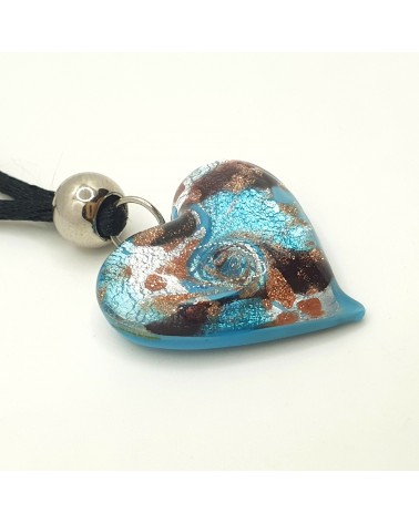 Pendentif cœur vortex en verre de Murano bijoux fantaisies fait à la main