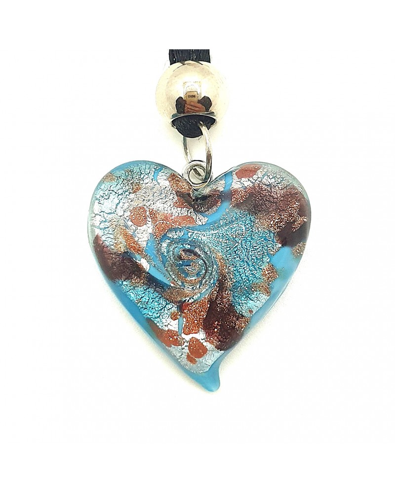 Pendentif cœur vortex en verre de Murano bijoux fantaisies fait à la main
