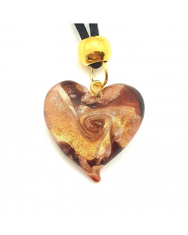 Pendentif cœur vortex en verre de Murano bijoux fantaisies fait à la main