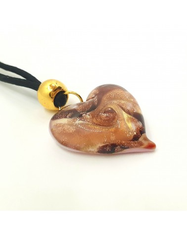 Pendentif cœur vortex en verre de Murano bijoux fantaisies fait à la main