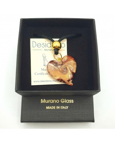 Pendentif cœur vortex en verre de Murano bijoux fantaisies fait à la main