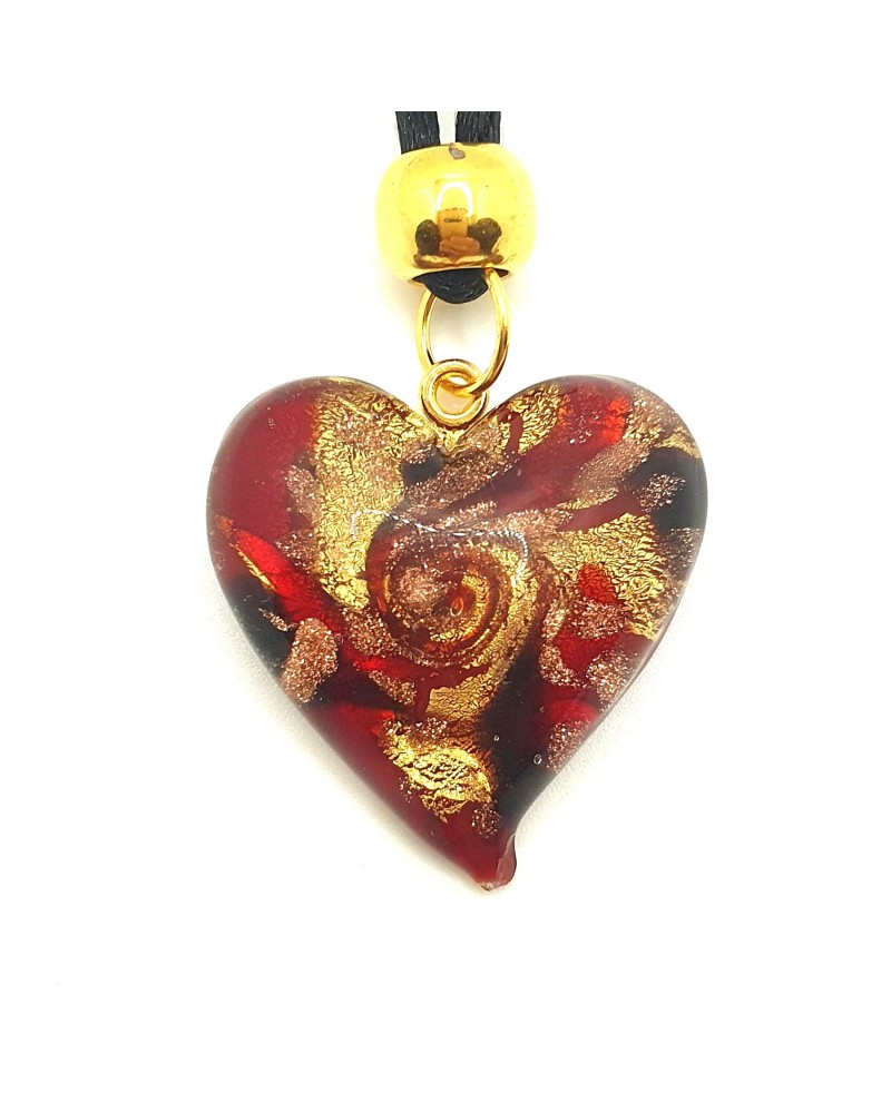 Pendentif cœur vortex en verre de Murano bijoux fantaisies fait à la main