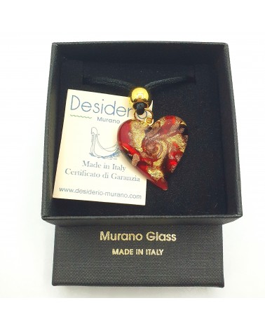 Pendentif cœur vortex en verre de Murano bijoux fantaisies fait à la main