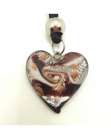 Pendentif cœur vortex en verre de Murano bijoux fantaisies fait à la main