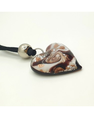 Pendentif cœur vortex en verre de Murano bijoux fantaisies fait à la main
