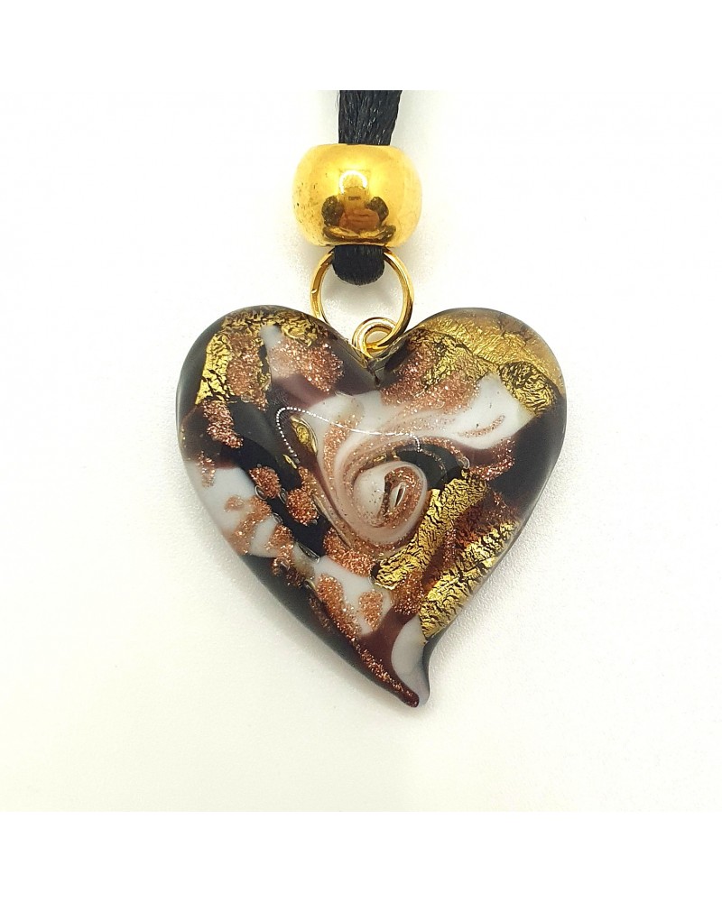 Pendentif cœur vortex en verre de Murano bijoux fantaisies fait à la main
