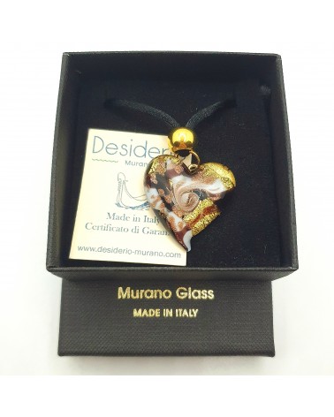 Pendentif cœur vortex en verre de Murano bijoux fantaisies fait à la main