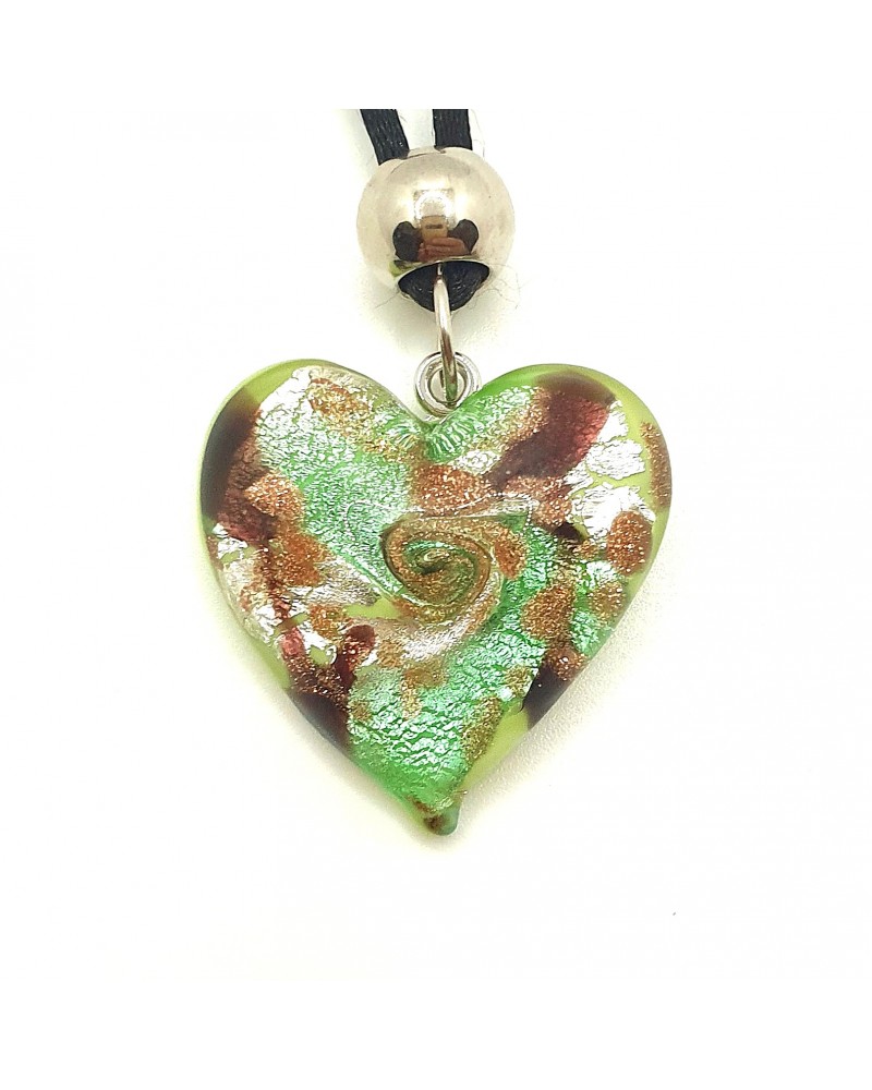 Pendentif cœur vortex en verre de Murano bijoux fantaisies fait à la main