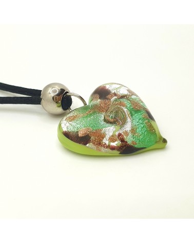 Pendentif cœur vortex en verre de Murano bijoux fantaisies fait à la main