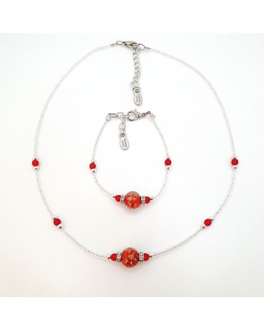 Parure perle centrale en verre de Murano  artisans italiens fait à la main