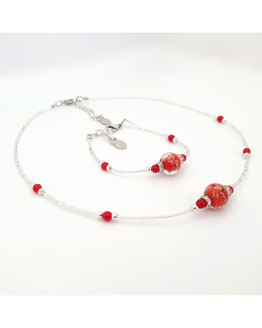 Parure perle centrale en verre de Murano  artisans italiens fait à la main