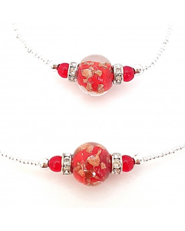 Parure perle centrale en verre de Murano  artisans italiens fait à la main