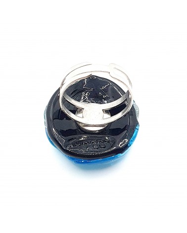 Bague ronde verre Murano collection vague bijoux fait à la main Bague ronde verre Murano collection vague bijoux fait à la main