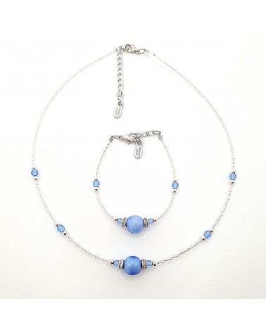 Parure perle centrale en verre de Murano  artisans italiens fait à la main