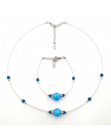 Parure perle centrale en verre de Murano  artisans italiens fait à la main