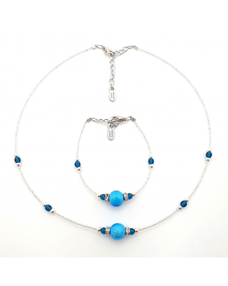 Parure perle centrale en verre de Murano  artisans italiens fait à la main
