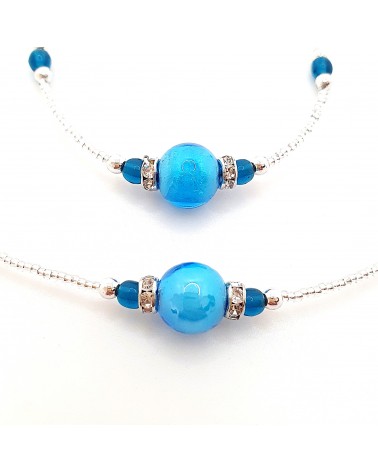 Parure perle centrale en verre de Murano  artisans italiens fait à la main