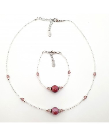 Parure perle centrale en verre de Murano  artisans italiens fait à la main