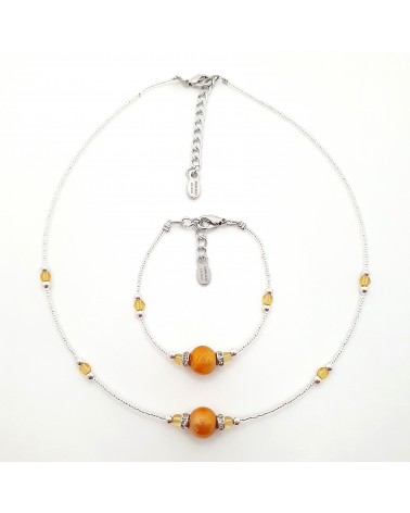 Parure perle centrale en verre de Murano  artisans italiens fait à la main