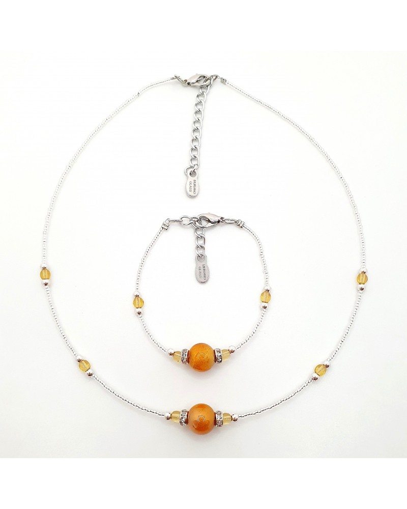 Parure perle centrale en verre de Murano  artisans italiens fait à la main