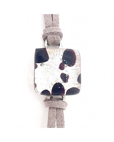 bracelet carré en cuir et verre de Murano bijoux italiens