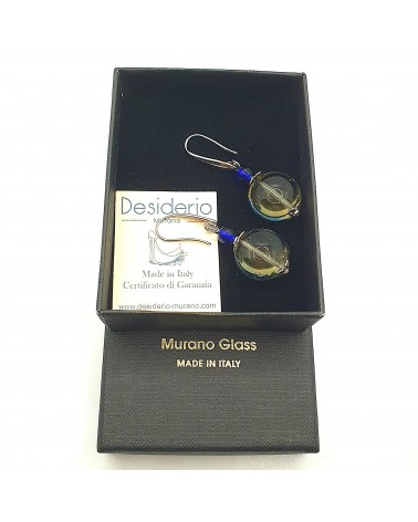 boucles d'oreilles Acqua-bella en verre de Murano  artisans italiens fait à la main