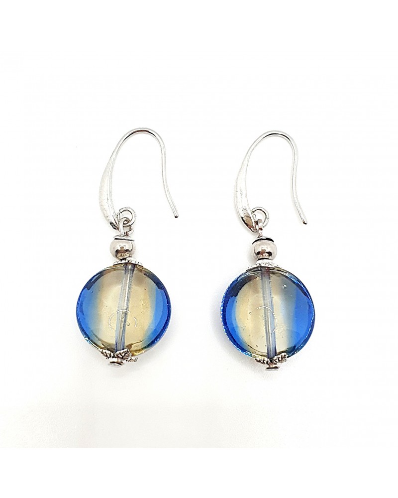 boucles d'oreilles Acqua-bella en verre de Murano  artisans italiens fait à la main