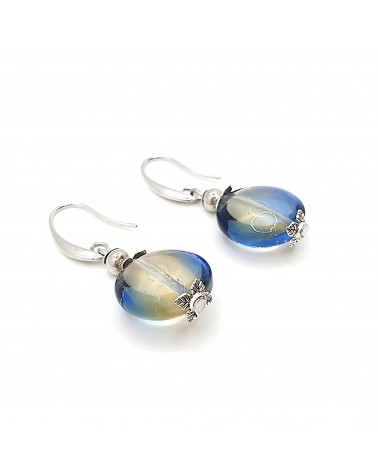 boucles d'oreilles Acqua-bella en verre de Murano  artisans italiens fait à la main