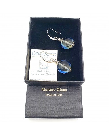 boucles d'oreilles Acqua-bella en verre de Murano  artisans italiens fait à la main
